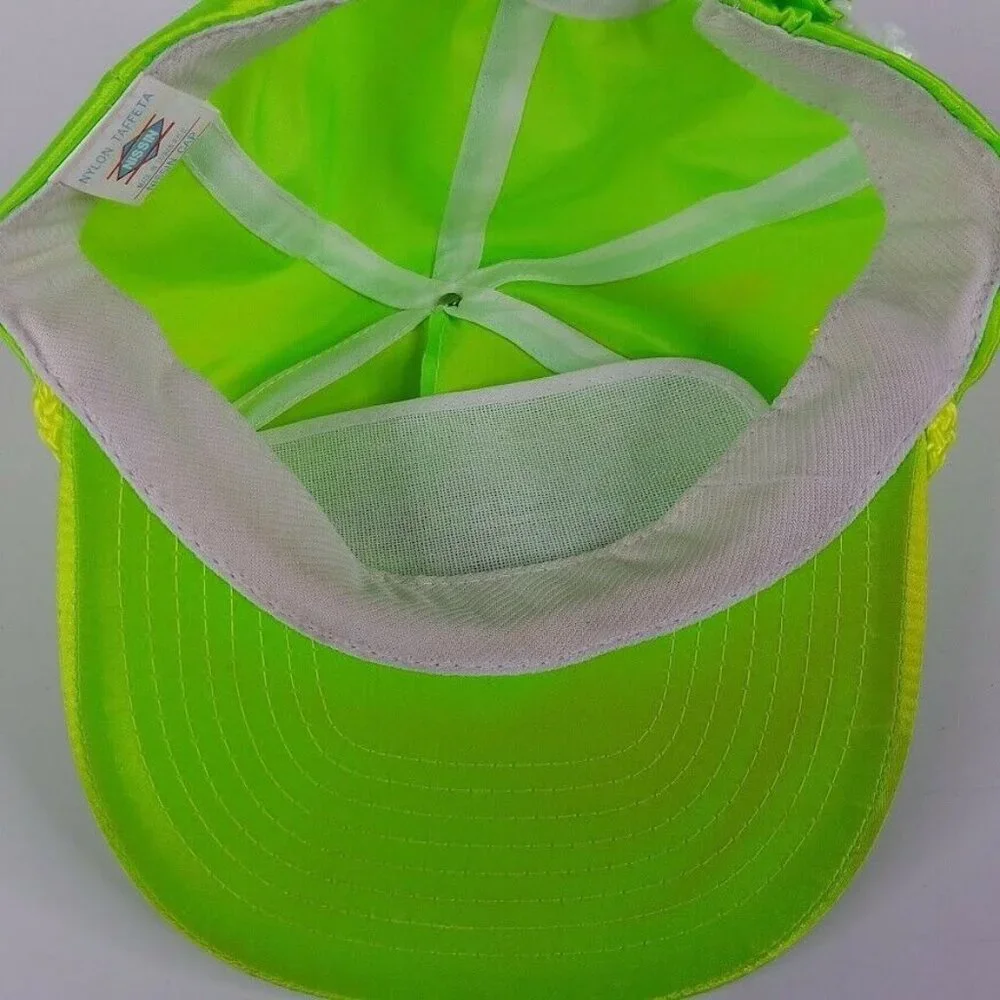 Super Force Cap Vintage 90s TV‎ Show Snapback Hat Neon Green Nylon Rope Glows